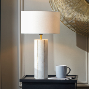 Capri White Marble and Gold Tall Table Lamp