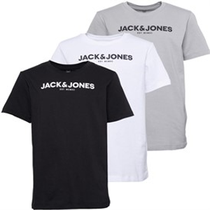 JACK & JONES Boys Harry Three Pack T-Shirts White/Black/Alloy