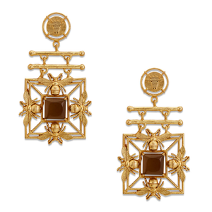 Gold Mori Earrings With Quartz Glass Gems (M)