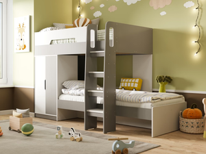 Flair Benito Bunk Bed with Wardrobe White & Grey