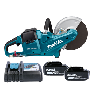 Makita DCE090ZX1 Cutter 18V / 36V Cordless Brushless 230mm Disc Cutter With 2 x 5.0Ah Batteries & Charger