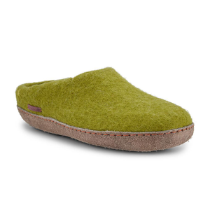 Women's Classic Slipper - Lime Green With Suede Sole (6 UK)