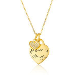 Gold Diamanté HeartHandwriting Necklace