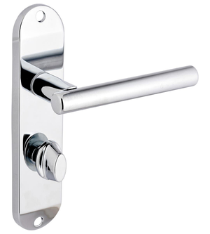 Kemsley T-Bar Thumb Lock Bathroom Door Handle - Polished Chrome - Pair - Designer Levers