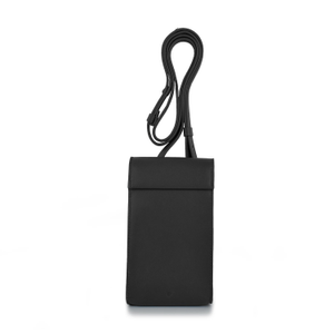 Handmade Adjustable Leather Phone Bag With Pocket - Black