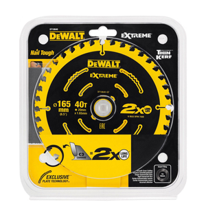 DeWalt DT10640-QZ Extreme Framing Circular Saw Blade 165mm x 20mm 40 Teeth