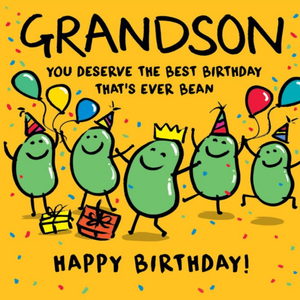 Moonpig Illustration Of Bean Characters Partying Funny Pun Birthday Card