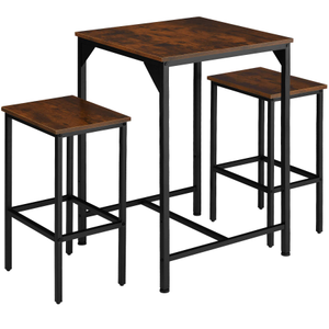 Dining Table and 2 Bar Stools Inverness - height-adjustable plastic feet