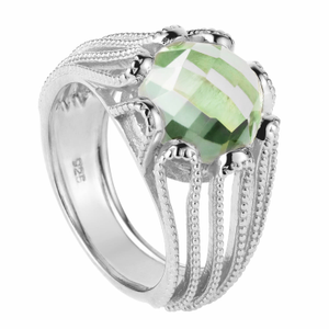 Alessia Silver Cocktail Ring With Green Amethyst (P (UK))