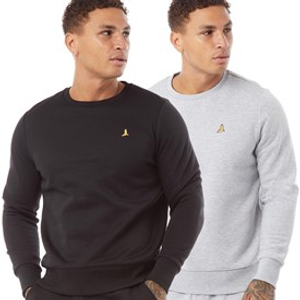 Brave Soul Mens Winston Two Pack Sweatshirts Black/Grey