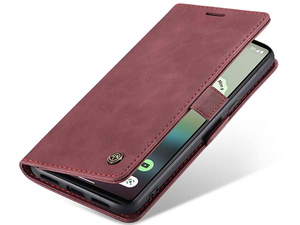 CaseMe Slim Synthetic Leather Wallet Case with Stand for Google Pixel 7 - Burgundy