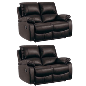 Roma Brown Leather Manual Recliner 2+2 Sofa Set