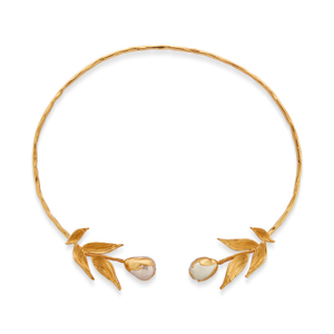 Gold Reva Choker With Baroque Pearls (16")
