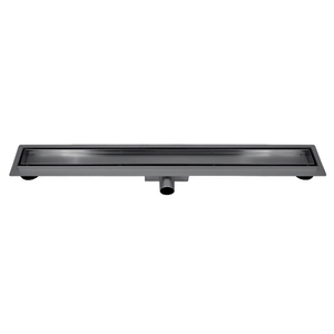 Gun metal RVS Douchegoot compleet met flens 80x7x6,7cm Tegelrooster