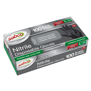 Sabco Nitrile Gloves Powder Free Large Black 100pcs - 100 / PACK