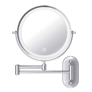 Make-up spiegel wand 10x vergrotend met dimbare LED verlichting chroom