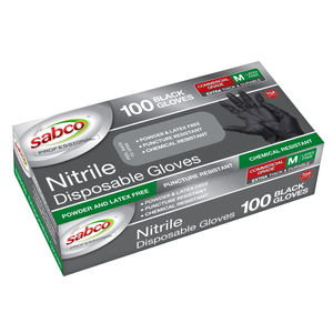 Sabco Nitrile Gloves Powder Free Medium Black 100pcs - 100 / PACK