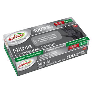 Sabco Nitrile Gloves Powder Free Extra Large Black 100pcs - 100 / PACK