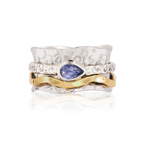 Aura Magic Silver Spinning Ring - Tanzanite (R (UK))