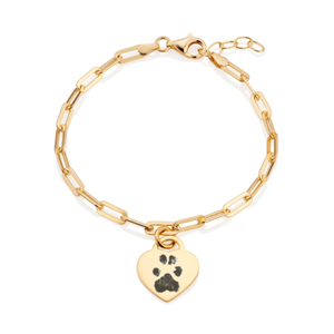 Gold Oval Clasp Paw Print Bracelet
