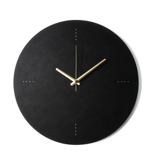 Leather Wall Clock - Black (L)
