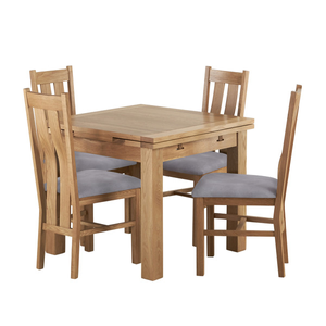 Dorset 3ft Extending Table and 4 Arched Back Chairs with Dappled Silver Fabric Seats