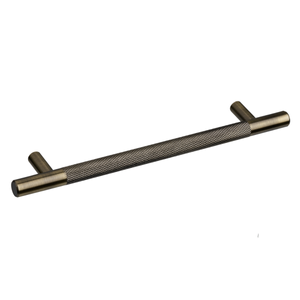 Kensington Knurled T-Bar Cabinet & Drawer Handle - Antique Brass - 128mm - Elite Knobs & Handles