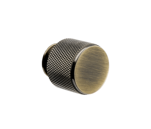 Kensington Knurled Cabinet & Drawer Knob - Antique Brass - 25mm - Elite Knobs & Handles
