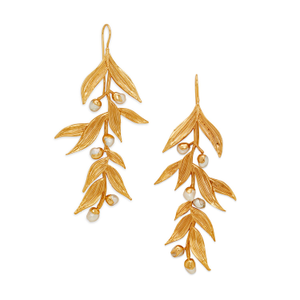 Gold Isaro Chandelier Earrings With Baroque Pearls (L)