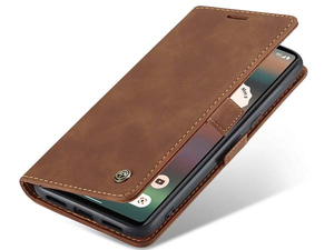 CaseMe Slim Synthetic Leather Wallet Case with Stand for Google Pixel 7 Pro - Tan