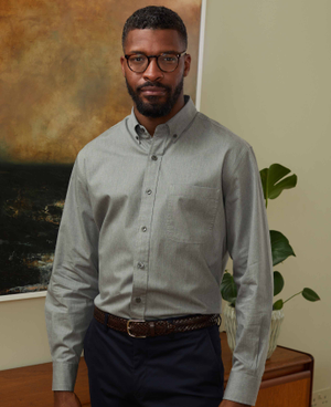 Grey Twill Classic Fit Button-Down Shirt [RTC]