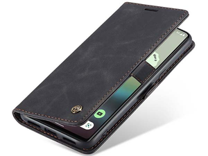 CaseMe Slim Synthetic Leather Wallet Case with Stand for Google Pixel 7 - Charcoal