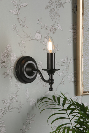 Laura Ashley Ludchurch Single Wall Light Industrial Black