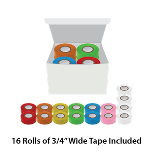 Three-Quarter-Inch Wide Laboratory Labeling Tape, 500" Per Roll, Assorted Colors, 16 Rolls Per Box