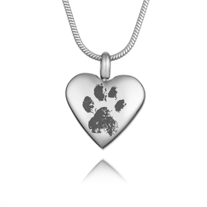 Paw Print Silver Urn Necklace
