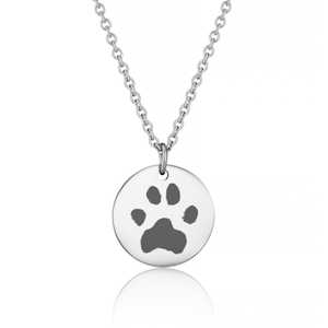 Silver Disc Paw Print Necklace