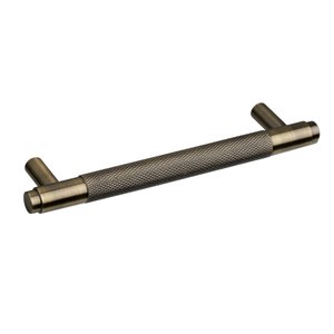 Marylebone Knurled Cabinet & Drawer T-Bar Handle - Antique Brass - 128mm - Elite Knobs & Handles