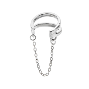 Solid Sterling Silver Art Deco Cuff With Chain