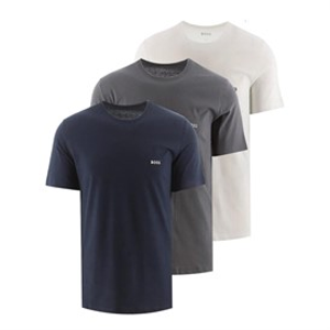 BOSS Mens Three Pack T-Shirts Grey/White/Navy
