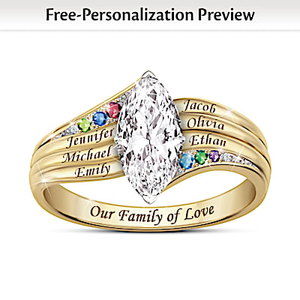 2-Carat Genuine Topaz & Genuine Birthstone Personalized Ring