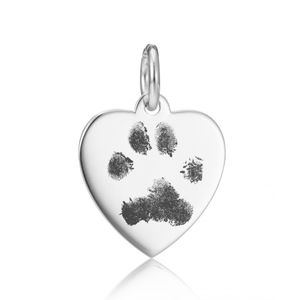 Sterling Silver Paw Print Heart Charm