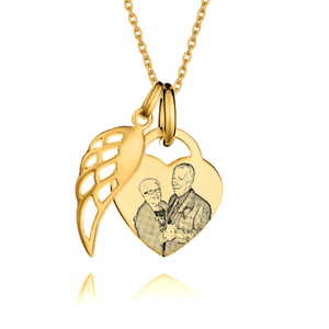 Gold Angel Wing Photo Necklace