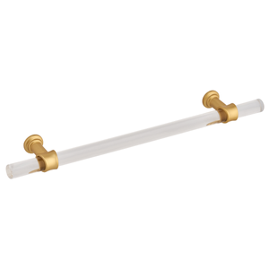 Eastbourne Long Straight Cabinet/Drawer Handle - 160mm - Clear Glass/Gold Trim - Elite Knobs & Handles