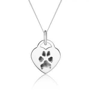 Sterling Silver Heart PawPrint Necklace