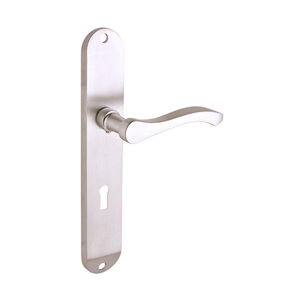 Capri Lever - Long Backplate - Lock Door Handle - Brushed Nickel - Internal - Pair - Designer Levers