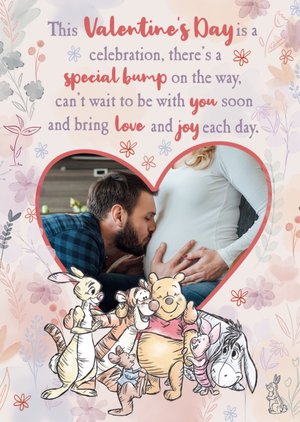Winnie The Pooh Special Bump On The Way Photo Upload Valentine's Day Card