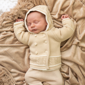 Beige & White Knitted Jacket