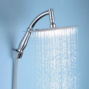 Milan 200 x 200mm Square Stainless Steel Shower Head, Extension Arm + Hose Kit