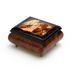 Handcrafted 18 Note Wood Inlay Design Featuring An Angel Playing A Horn / Duduk
