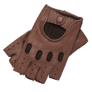 Rome Spring - Men's Deerskin Fingerless Driving Gloves In Taupe (8.5")